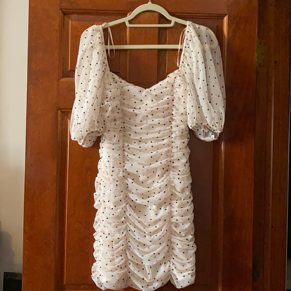 Zara polka dot ruched dress size L